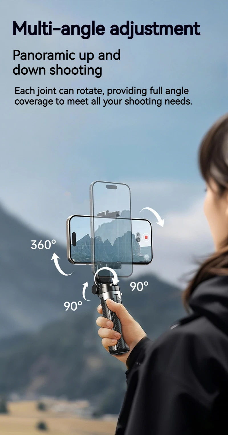 360° Rotating Telescopic Selfie Stick with Magnetic Base – Mini Portable Bluetooth Phone Tripod for Travel & Outdoor Photography