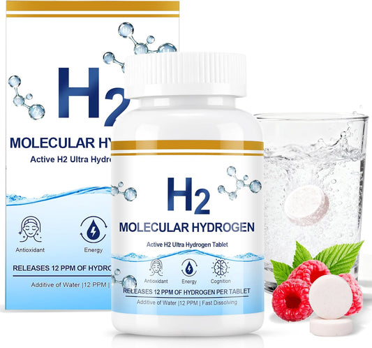 Molecular Hydrogen Tablets (12 PPM) - 120 Count High Potency H2 Supplement with Magnesium - Fast Dissolving Hydrogen Water