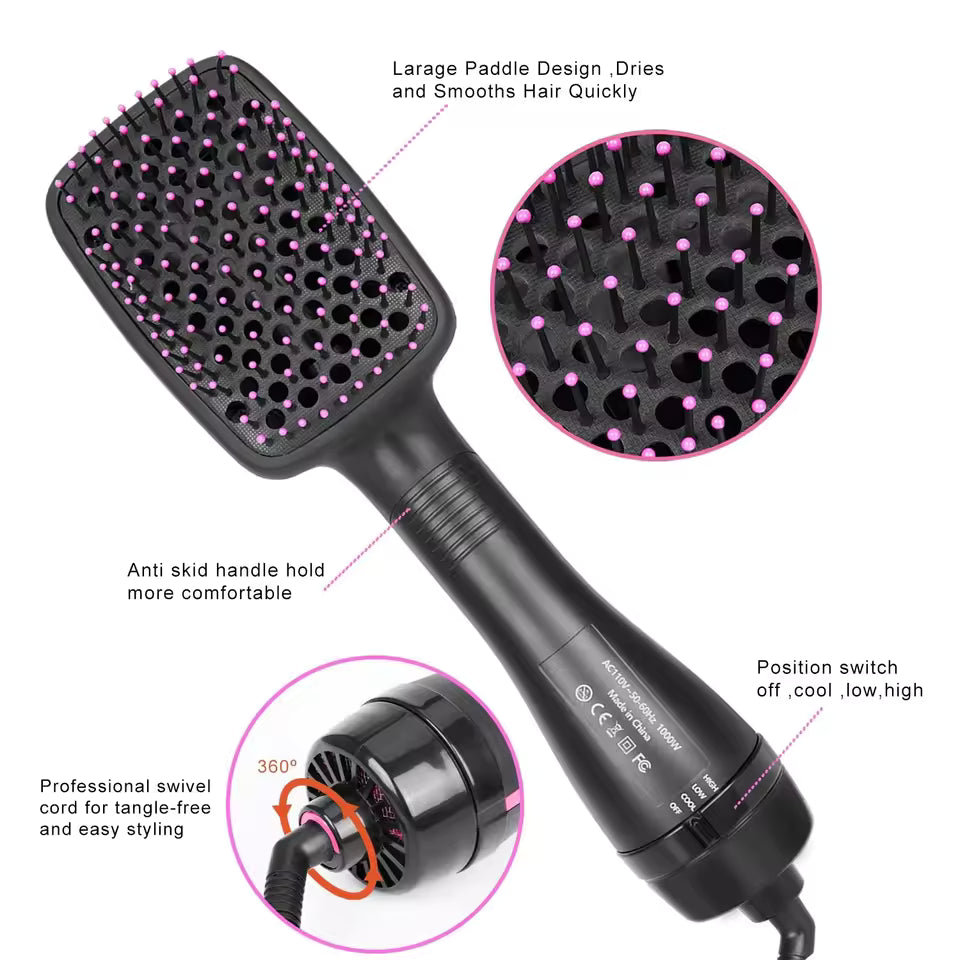 New Arrival 2 in 1 Multifunctional Hot Air Brush Comb Straightener Tangle-free Hair Dryer Brush