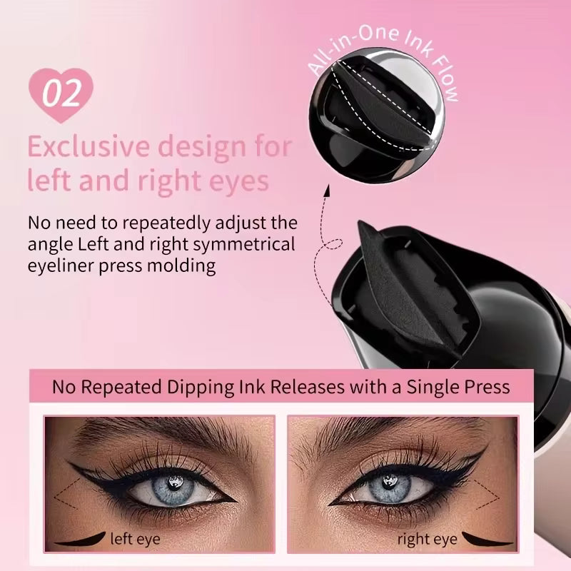 Rotating Eyeliner Stamp Pen, Waterproof, Sweat-Resistant, One-Touch Application Liquid Eyeliner, Smudge-Proof, Daily Makeup