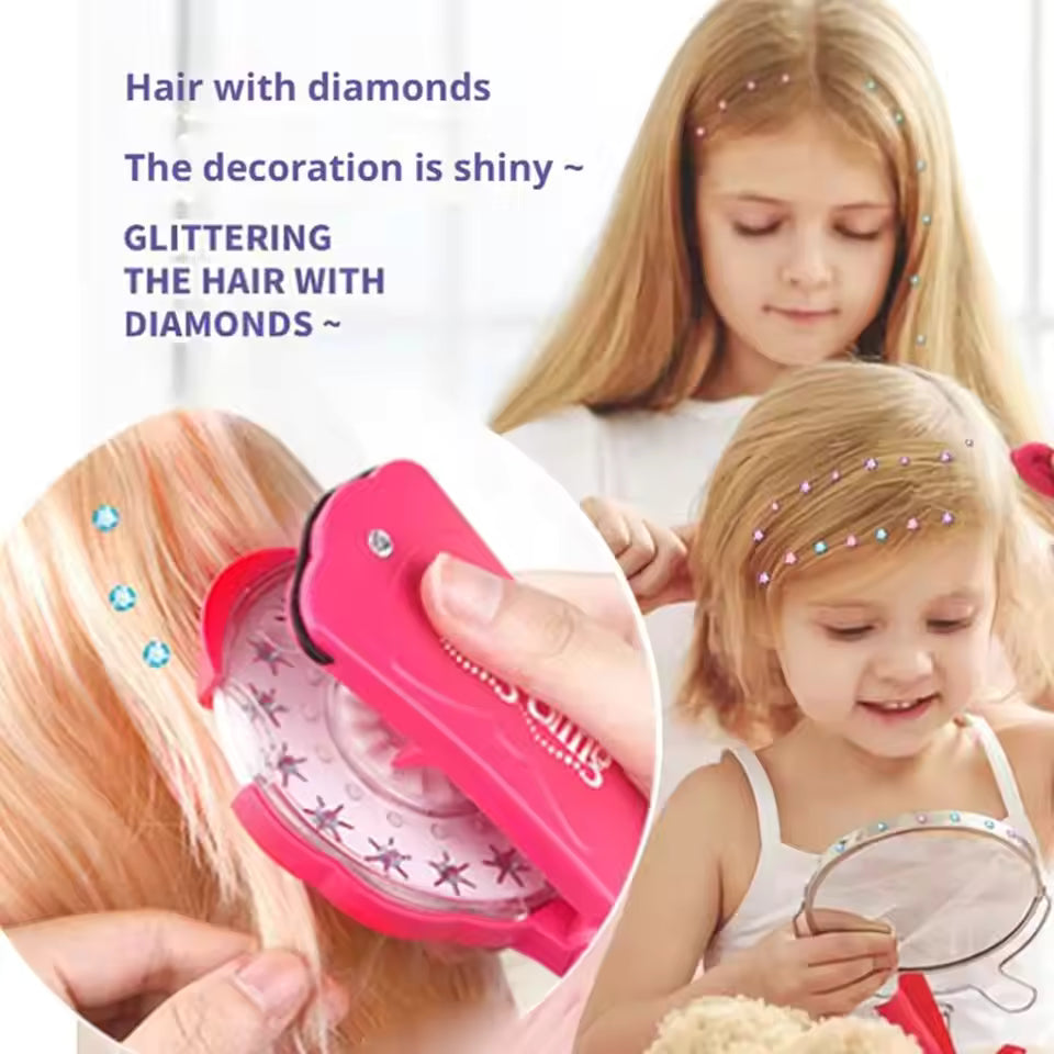 Magic Diamond Stamping Toy for Girls DIY Hair Jewelry Set Bling Press Film Diamond Stickers Role Play Dress Up Birthday Gift