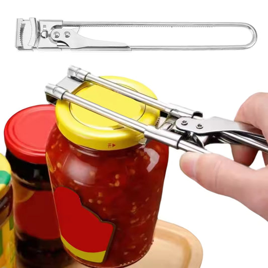 Multifunctional Adjustable Can & Jar Opener – Stainless Steel Non-Slip Easy Use for Seniors & People with Weak Hands