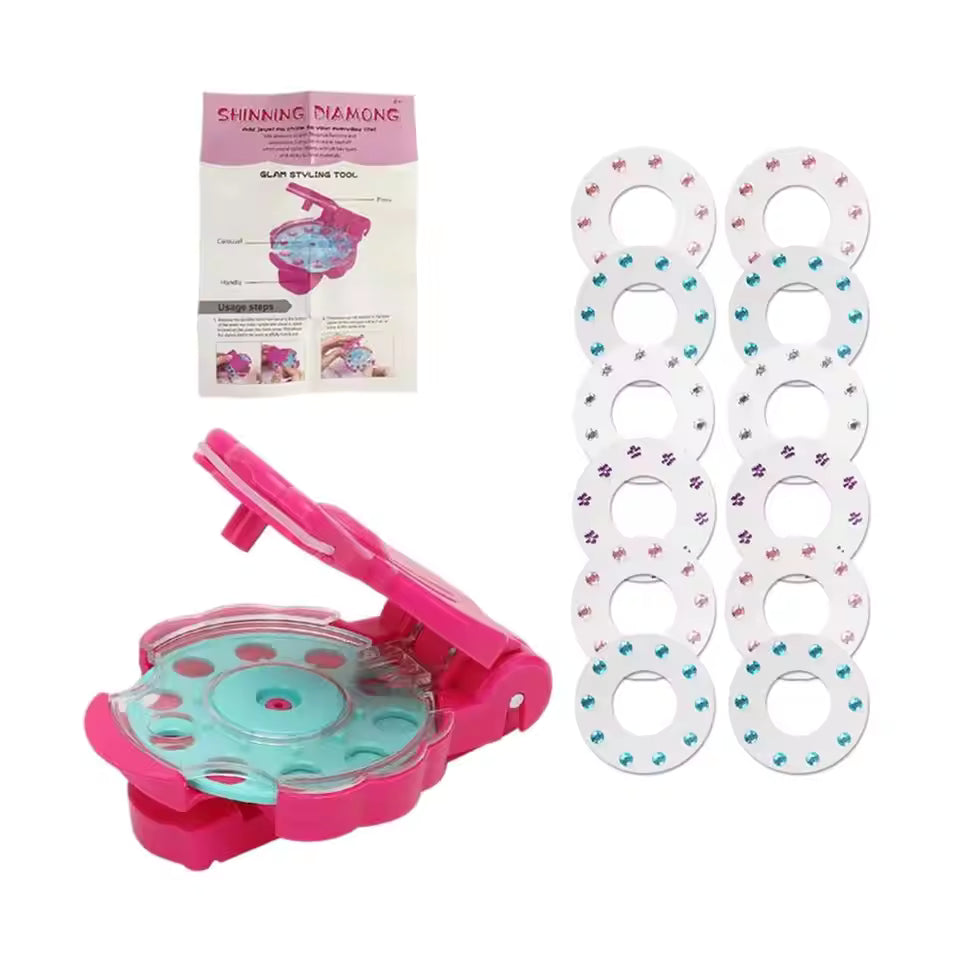 Magic Diamond Stamping Toy for Girls DIY Hair Jewelry Set Bling Press Film Diamond Stickers Role Play Dress Up Birthday Gift