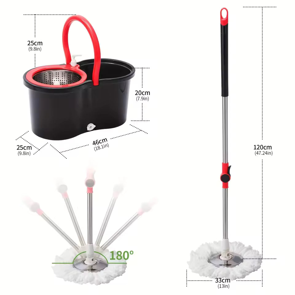 Hot Sale 360 Spin Mop and Bucket Set, Easy Wring Self Cleaning Floor Mop with 3 Replaceable Microfiber Heads & Adjustable Handle