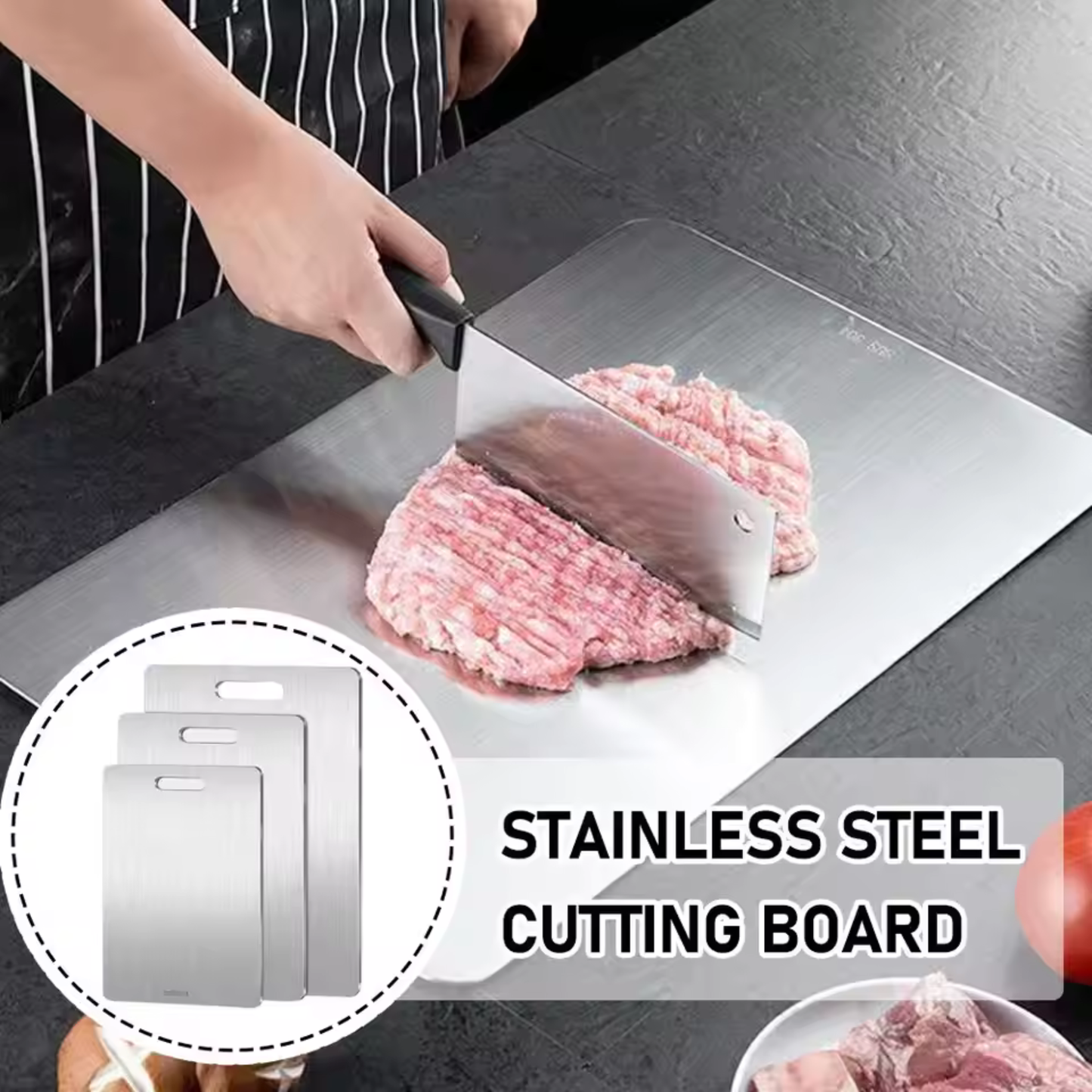 Titanium Cutting Boards for Kitchen, Stainless Steel Cutting Board, 316 Stainless Steel Double-Sided Food Grade Cutting Board