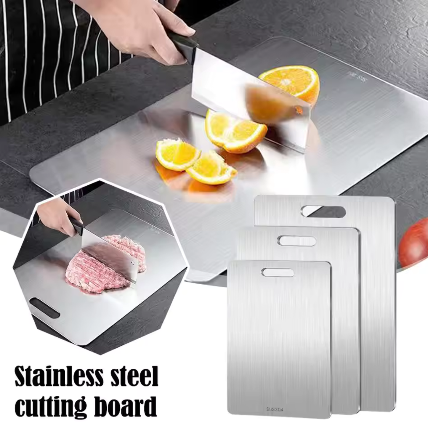 Titanium Cutting Boards for Kitchen, Stainless Steel Cutting Board, 316 Stainless Steel Double-Sided Food Grade Cutting Board